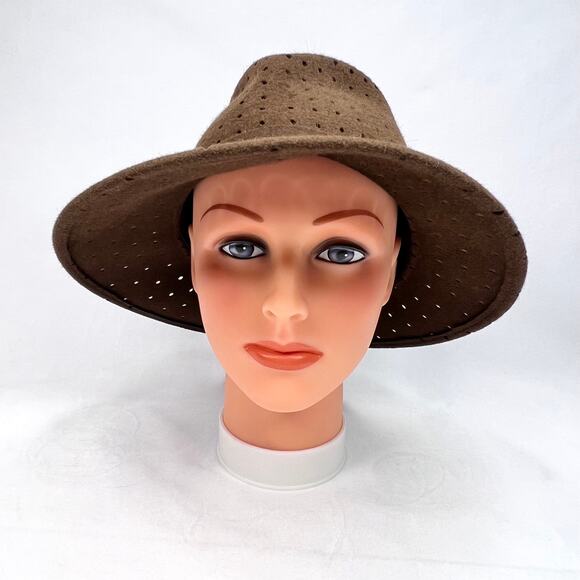 Whiteley Made In England Brown Fur Felt Perforated Fedora Hat